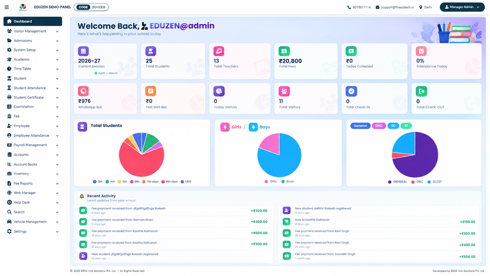 EduZen School ERP Dashboard